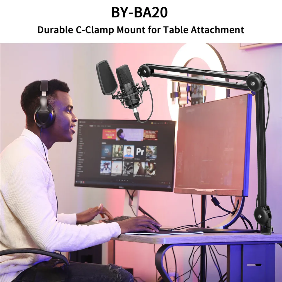BOYA BY-BA30 BY-BA20 Professional Suspension Scissor Arm Broadcasting Recording Microphone Desk stand Mic Holder