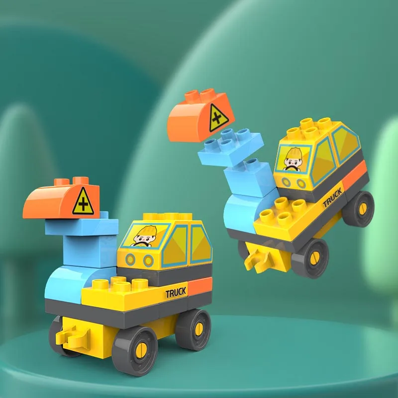 Kids DIY Plastic Engineering Vehicle Truck Car Model Toy Building Set Boy Gift Toy Construction Building Block Set