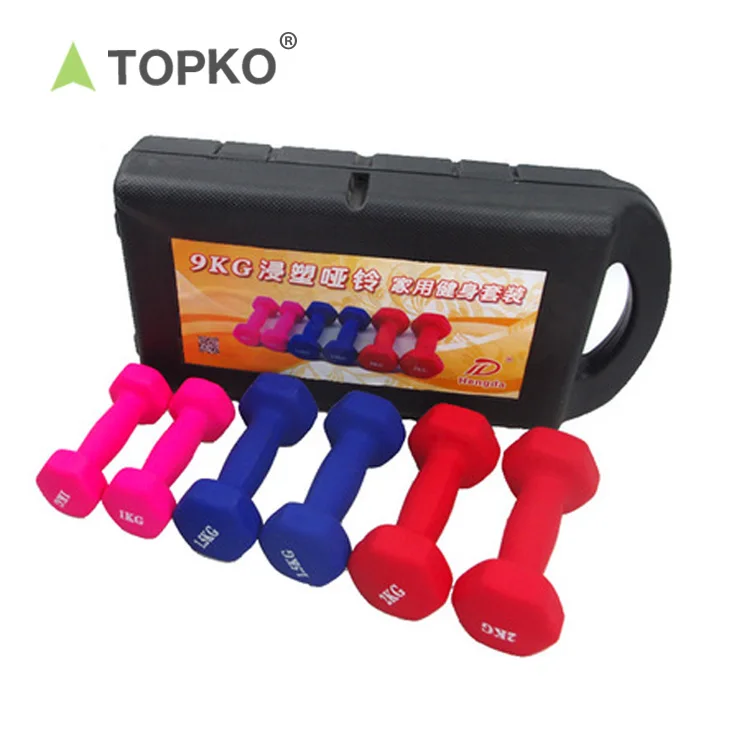 TOPKO 2024 Colorful Mini Dumbbell logo Custom Portable Strength Training Cheap Price Rubber Hex for Adult Home Use