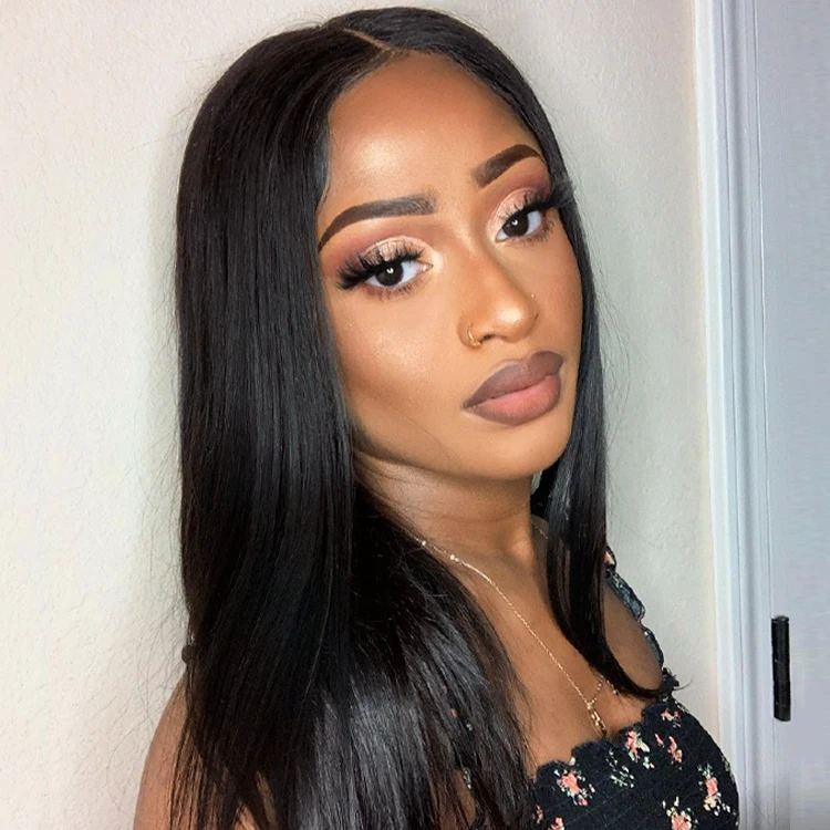 Оптовая продажа от поставщика forcueu, длинный шелковистый прямой выровненный парик из натуральных швейцарских прозрачных человеческих волос на сетке для черных женщин