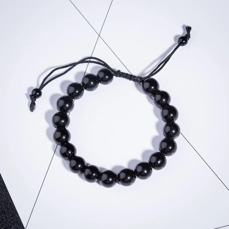Hot Sale Healing Natural Agate Stone Crystal Chakra Black Onyx Obsidian Bead Bracelets For Men Women