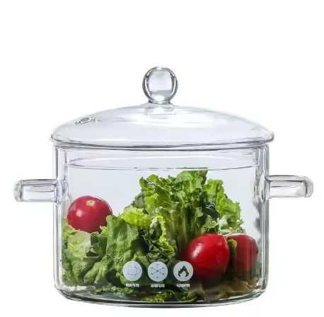 transparent clear glass cooking pot heat resistant glass cooking pot