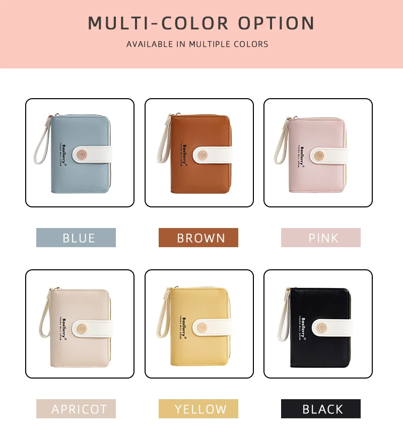 Baellerry Ins style coin purse short Wallet Soft PU Leather Mini Wallet Gift for Ladies Teen Girls