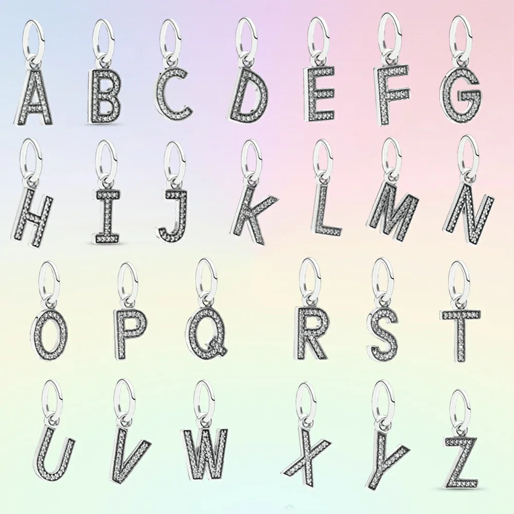 Capital Letters Trinkets Necklaces Pendants Charms For Women 925 Sterling Silver Original Fine Jewelry Clear Cubic Zircon