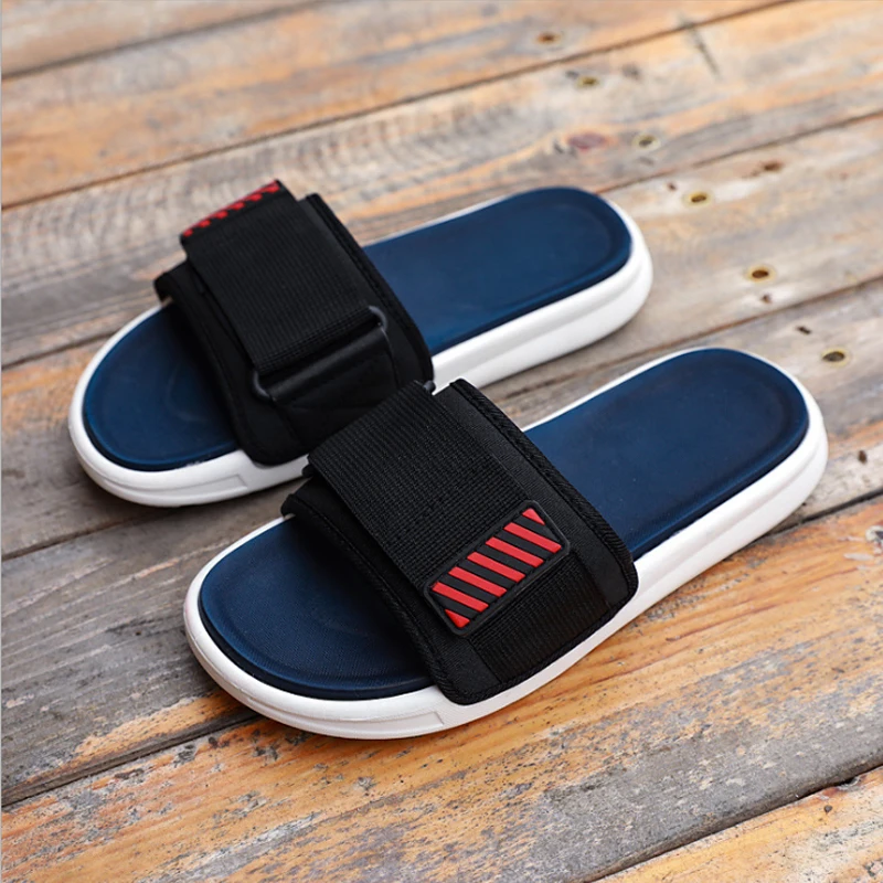 New fashion summer trend bath man slide slipper flat bottom high quality flip flops soft Rubber sneaker men beach slippers