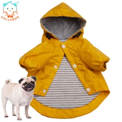 COLLABOR Basset Hound Adjustable Pet Water Proof Clothes Outdoor Rain Jacket Hoodies with Strip Reflective