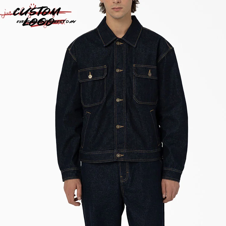 Factory wholesale custom printing casual motor motorcycle denim jeans work washed denim jacket for men