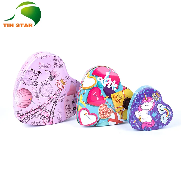 Factory Direct Sale Heart Shape Tin Box For Gift Candy Tin Can