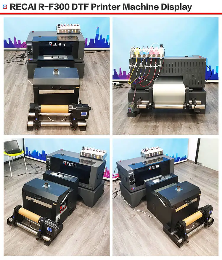Hot selling RECAI 30cm Textile CMYK White Lc Lm Ink DTF Transfer Printer for T shirt Hat Shoes