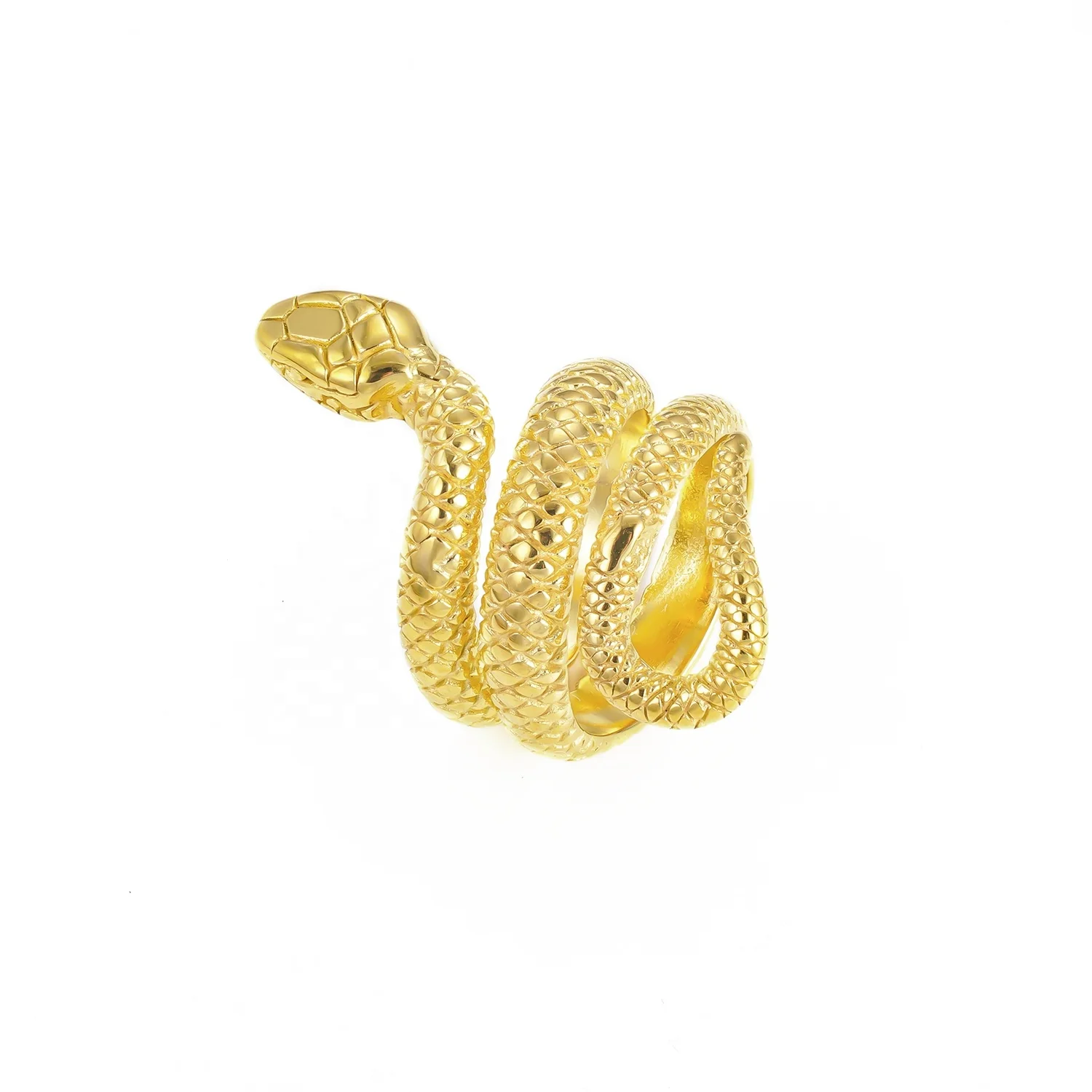 Wholesale Custom Vintage Embossed Stainless Steel Animal Rings Fashion Jewelry Twisted Snake Shape Gold Rings For Women Men