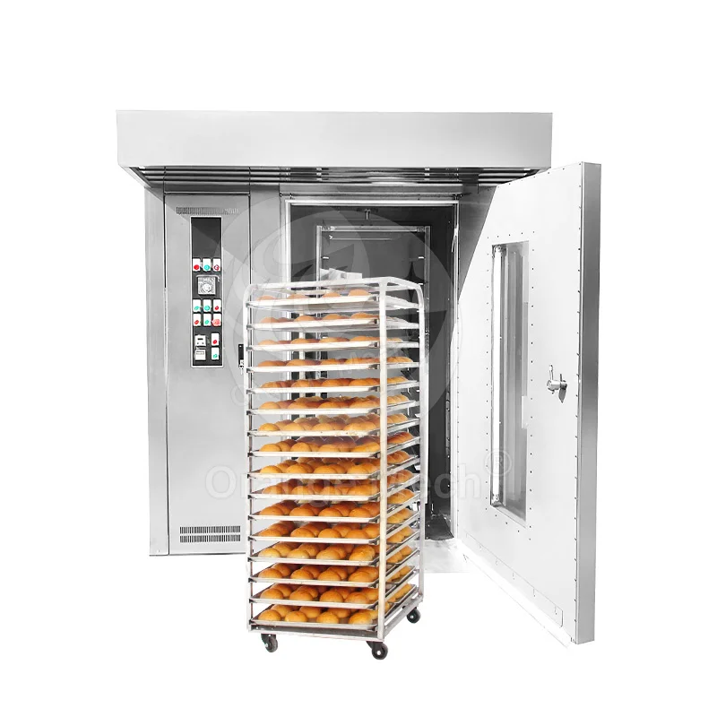 Industrial diesel electric gas 64 16 32 tray rack commercial baking rotary oven bread for bakery equipment price machine