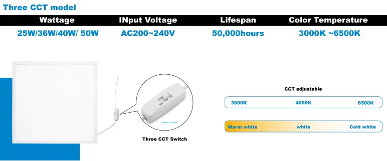 3 CCT changing LED Flat Panel Light with Switchable Driver Classic Style Color Changing for Different Occasion new erp led panel