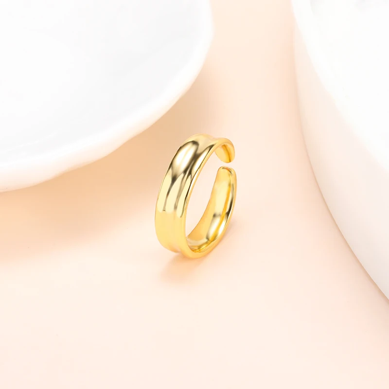 Женские массивные кольца с золотым куполом 18K позолоченные плетеные витые круглые перьями регулируемые Открытые Кольца ювелирные