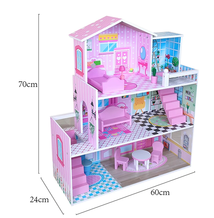 WEIFU New Real Wood kids birthday gift cheap furniture toy miniature dollhouse for Little Girls 5 Year Olds