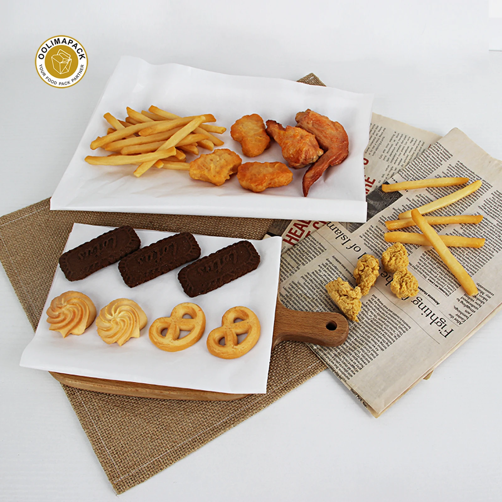 OOLIMA Food Good Material Wax Paper Sheets For Burger Wrapping