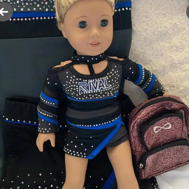 custom cheerleading costume Cheer Uniform Outfit for American Girl Doll 18 With backpack and Bow