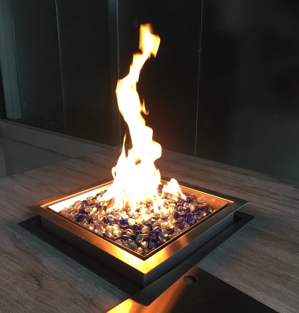 17 inch Outdoor fire pit bowl with heat isolation layer,42000 BTU rattan table burner