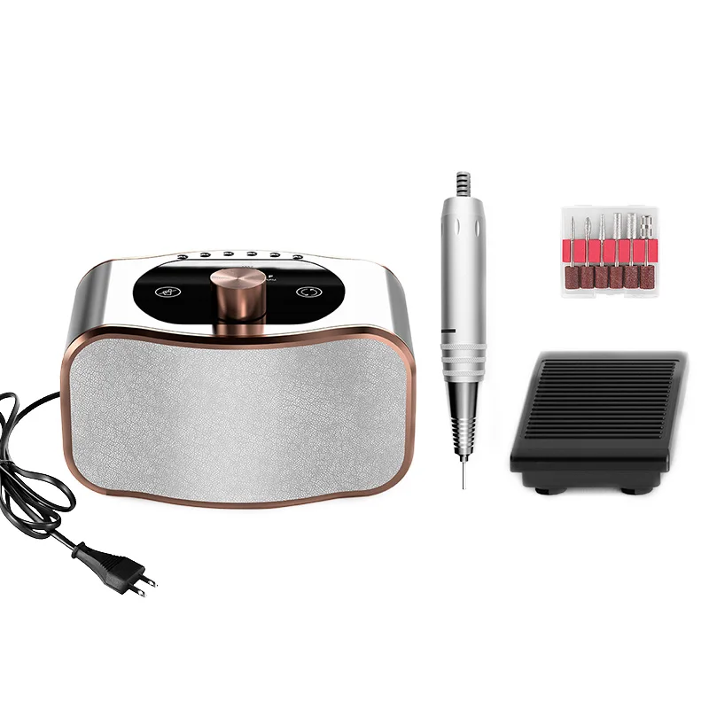 Electric Nail Drill Machine 35000RPM Portable Nail File with Nail Drill Bits for Home and Salon Use with Foot Pedal