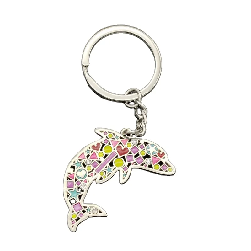 High Quality Enamel Keyring Dolphin Key Holder Frog Bag Charm Ladybug Keychain