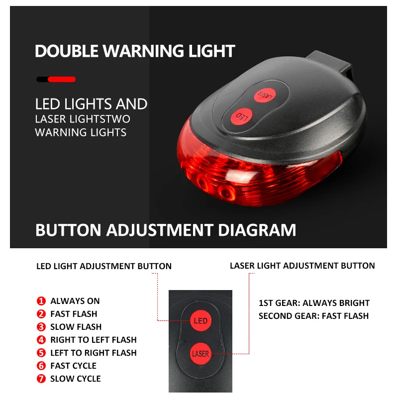 High-Intensity Ultra-Bright Bike 5led Light Bike Warning Light Waterproof Bike Flashing Taillights