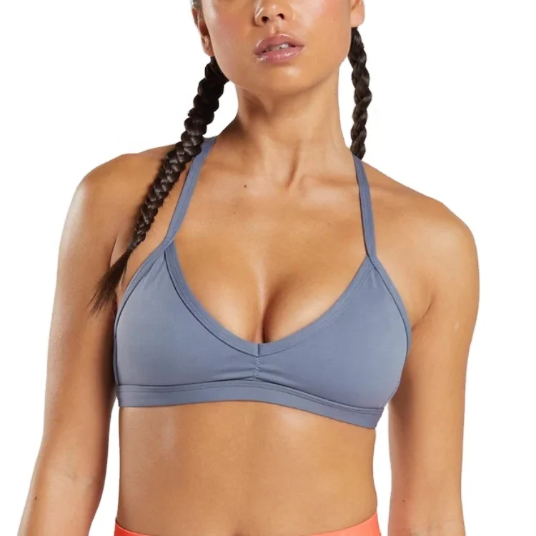 Customized spandex and nylon women bra sexy breathable solid color sportswear yoga fitness stretch bra for women