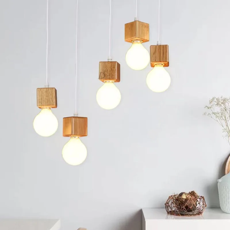 Decorative Nordic Style Modern Minimalist chandeliers pendant lights wooden hotel Bedroom Dining Room Chandelier Lamp Fixture