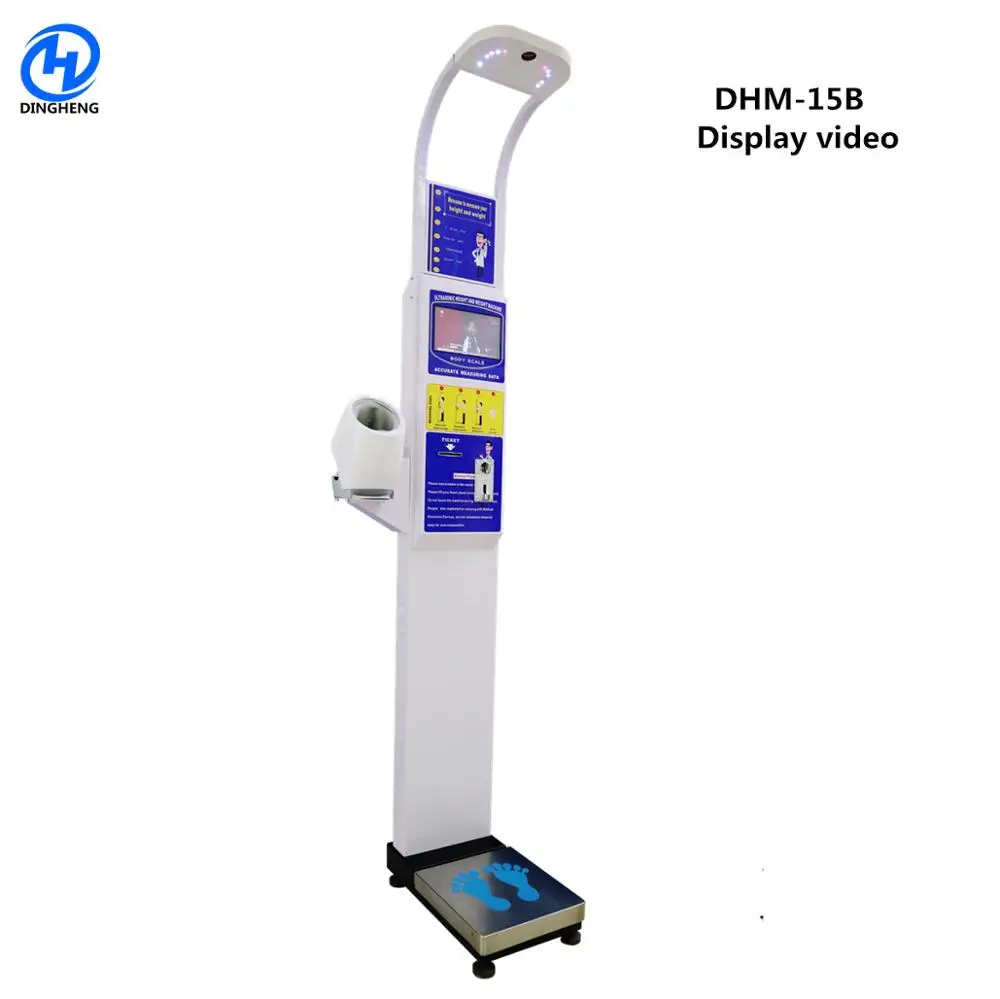 DHM-15B touch screen height weight scales with blood pressure monitor display advertising