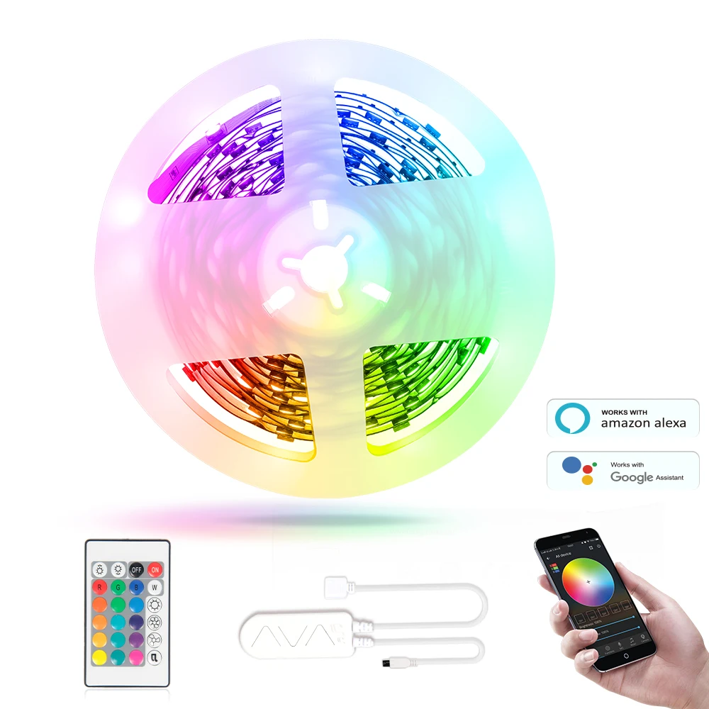 12v TUYA APP Wifi Led Light Strip Set Rgb Smd Led 5050 Strip Smart Color Changing with Google Alexa