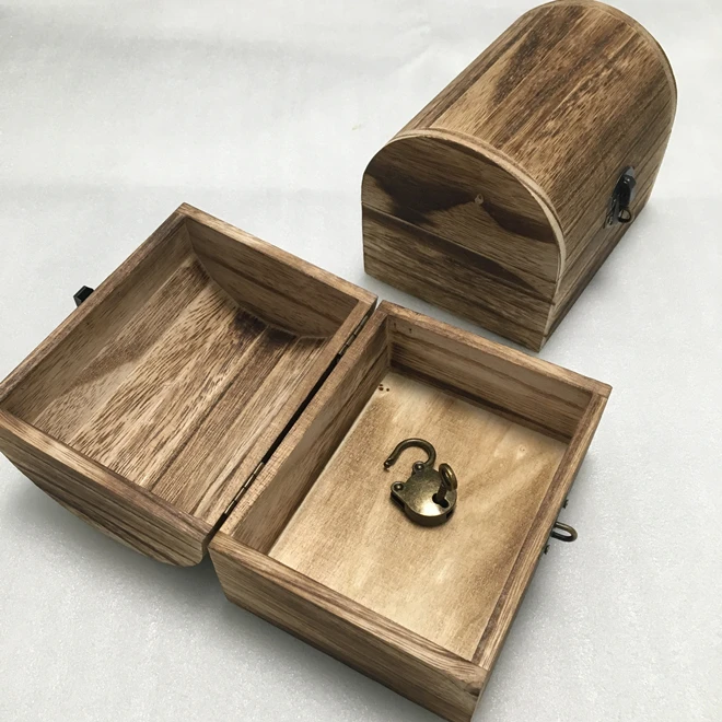 Vintage Treasure Chest Jewelry Box Pirate Wooden Trinket Boxes with Lock and Key Keepsake for Baby Toy,Stash,Home Decor