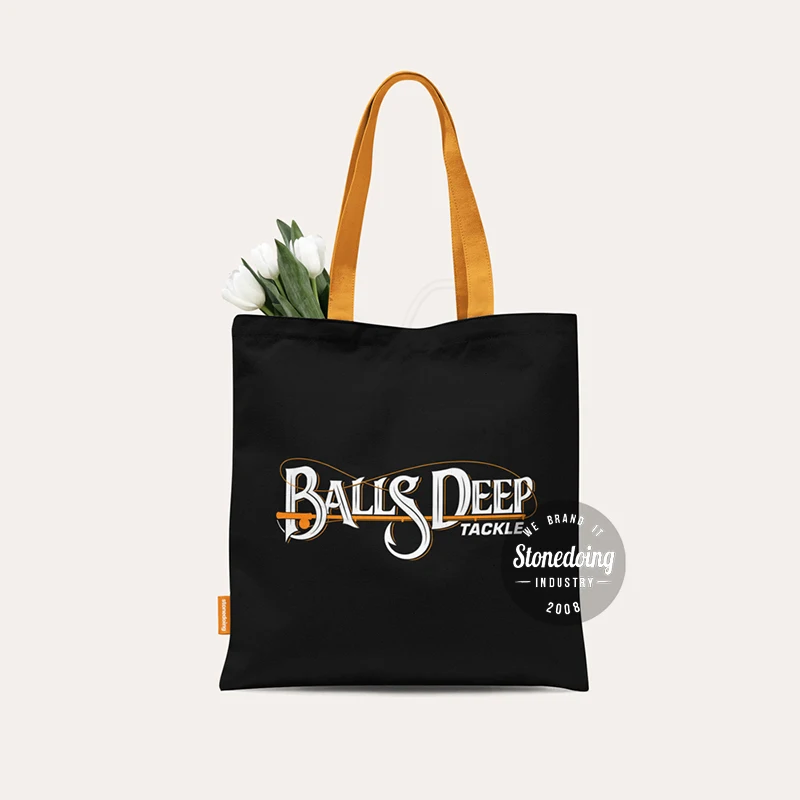 Own Logo Printed black Cotton Canvas Custom tote Bag wholesale for Shopping