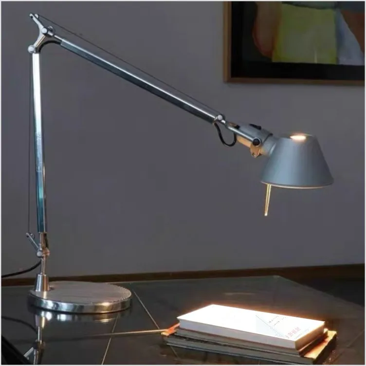 Aluminum double-arm table lamp for bedroom, study, and hotel guest rooms, bedside LED eye-protection table lamp