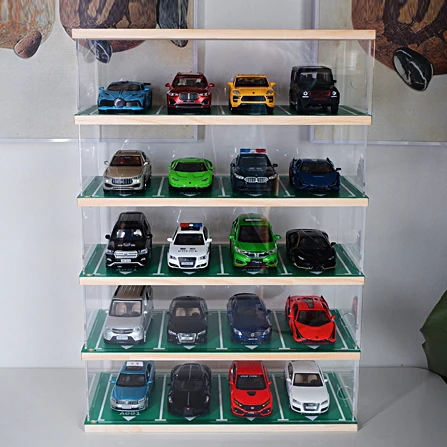 Kivcmds 1:32 Car Parking Model Simulation Garage Scene Alloy Car Anime Figure Storage Display Box Cabinet