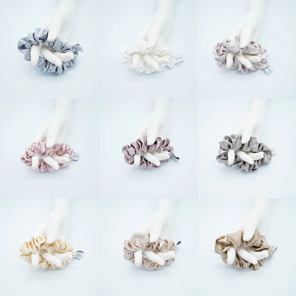 2021 new arrival 16mm 2.5cm small scrunchies high qulity 100% silk scrunchies set 3pcs in one set for women hair