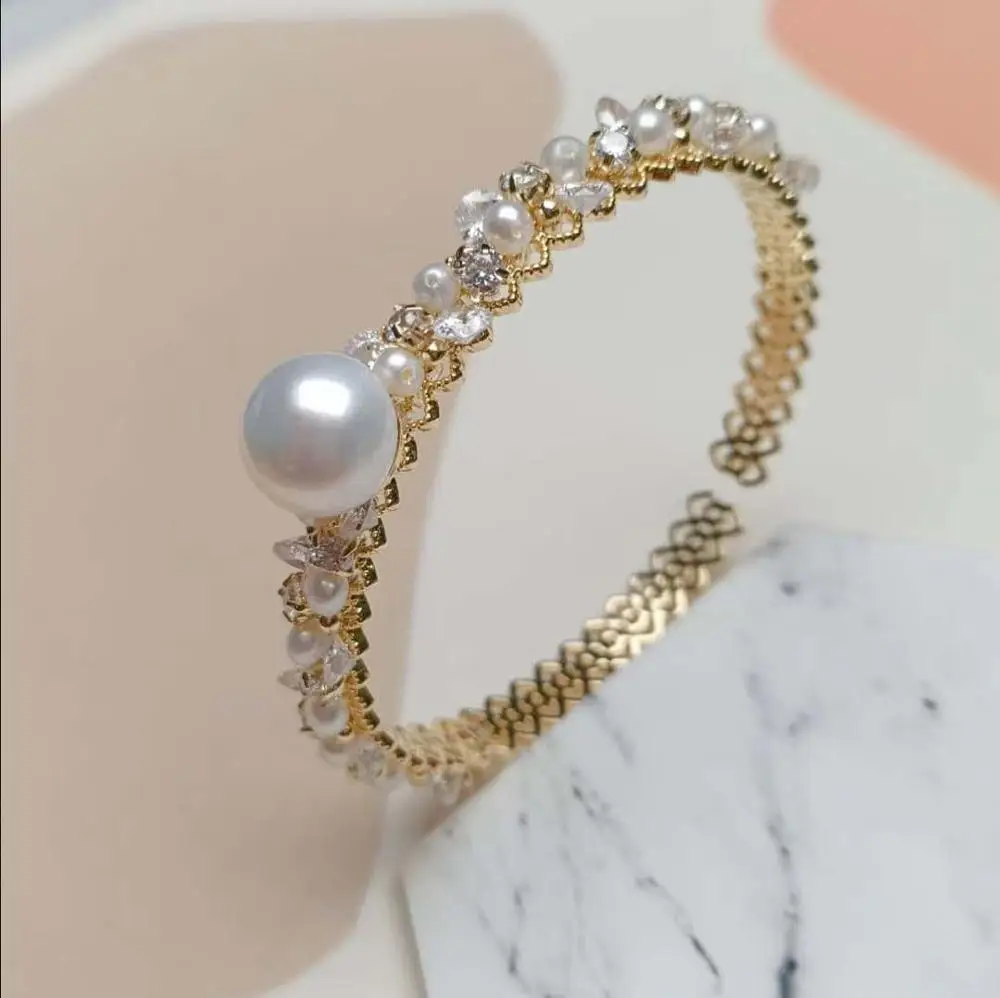 freshwater pearl  bracelet 14k winding Gold thread  for woman pearl jewelry wholesale