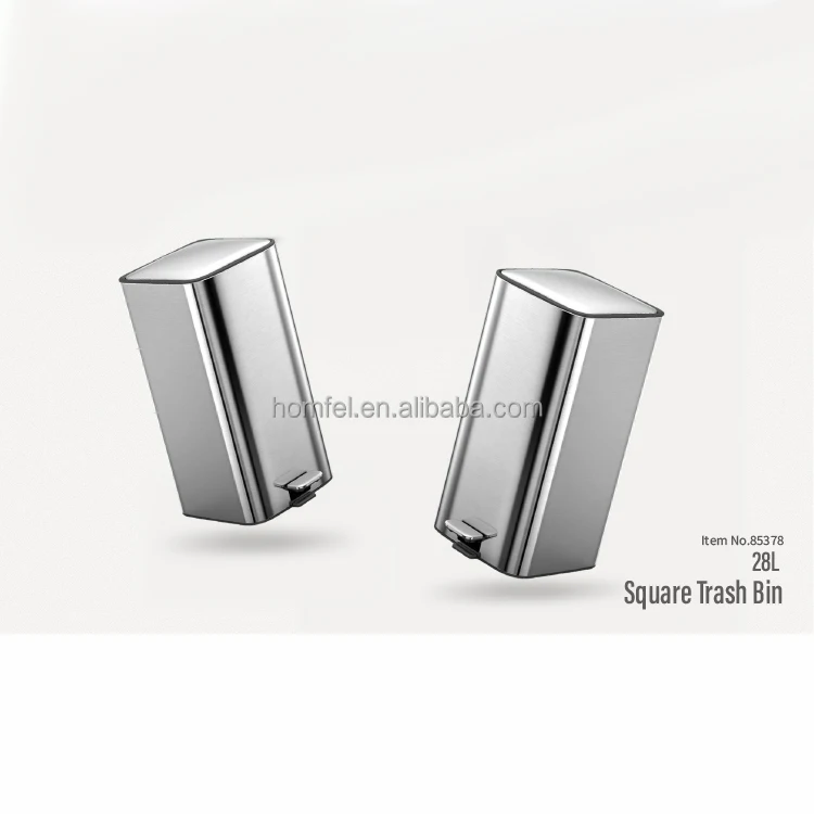 28L stainless steel Soft Close living room office  Square pedal trash bin waste bin trash can dustbin