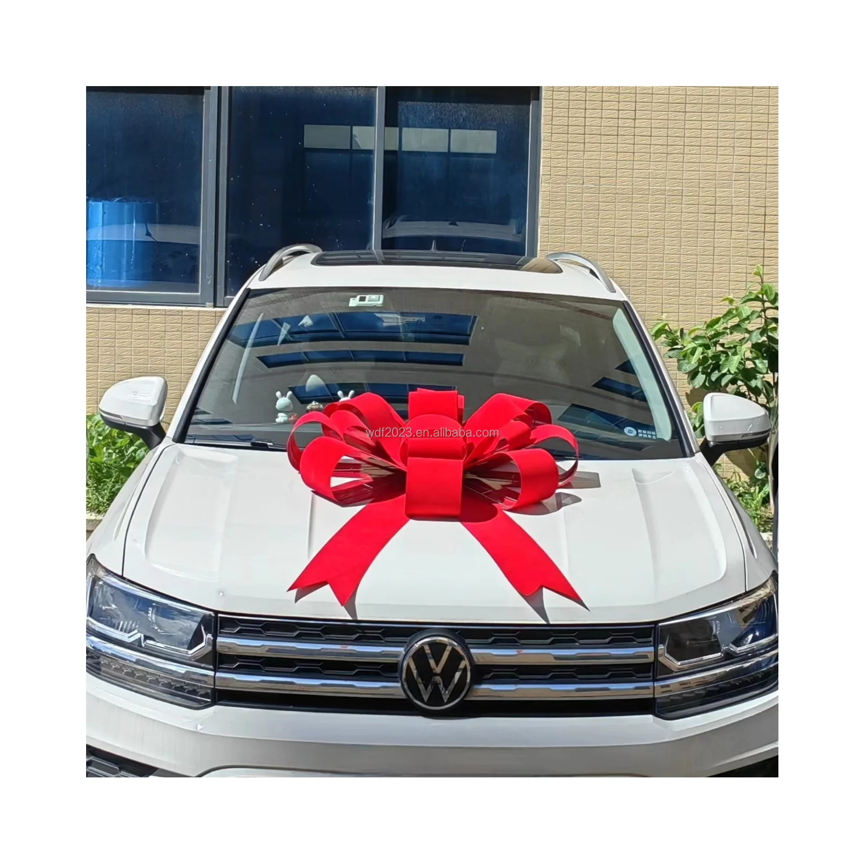 Wholesale Hight Quality Cheap Wedding Decoration Giant 30 Inch Flocking Big Ribbon Red Pre-tied Bow for Car