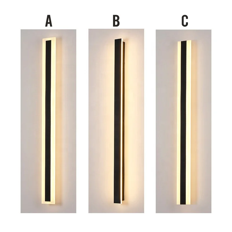 Outdoor Exterior Led Aisle Wall Lamp Black Long Strip LED Linear Wall Lamp Porch Sconce Light Villa LED Wall Lights for Outdoor