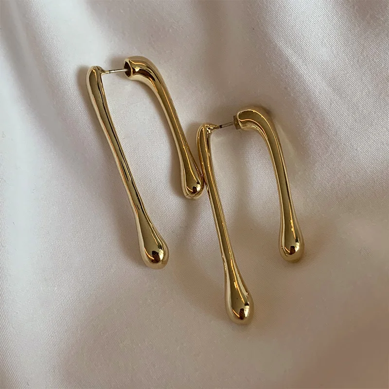 Ассиметричные серьги-капельки Aretes, длинные позолоченные серьги для женщин, минималистичные Женские аксессуары, Модная бижутерия 2021