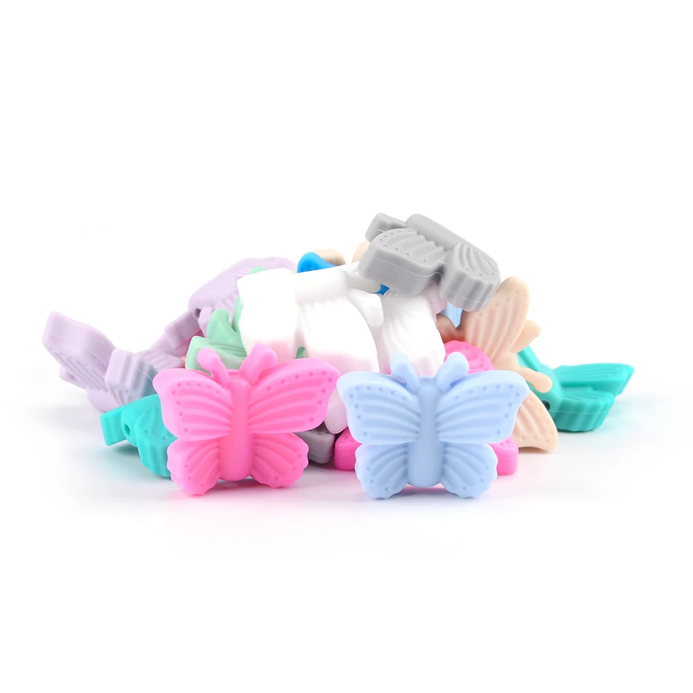 Wholesale Food Grade Silicone Beads for Pacifier BPA Free Baby Teething Soft Silicone Butterfly Beads