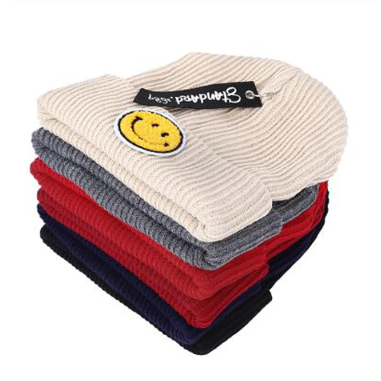 Fashion Women Smiley Face Winter Hat Knitted Wool Beanie Skullies Casual Outdoor Ski Cap Hot Hats for Womens