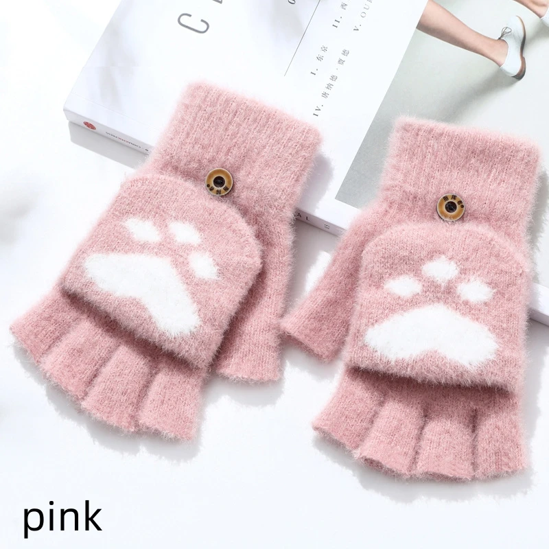 Custom Flip Open Finger Mittens Winter Warm Mittens Student Writing Riding Mittens