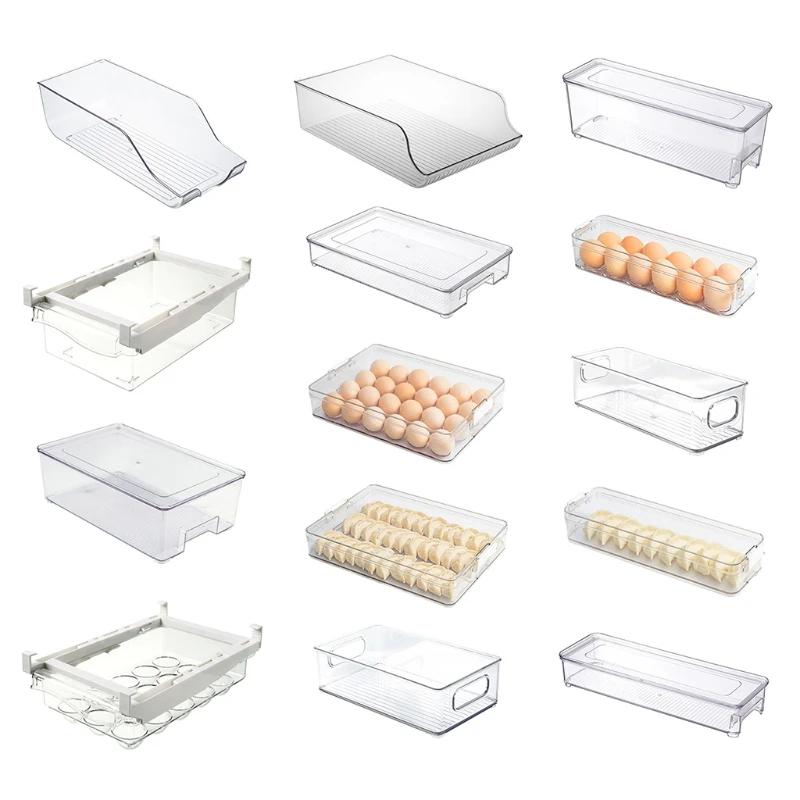 kitchen fridge storage basket organizer bin set Plastic bin Cubby plastic bins with lid