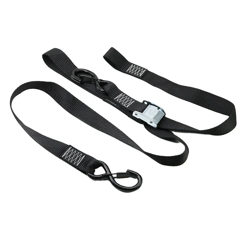 Heavy Duty 1.5 Inch 38mm 1200lbs Motorcycle Tie Down Strap with S Hooks for Cargo Lashing