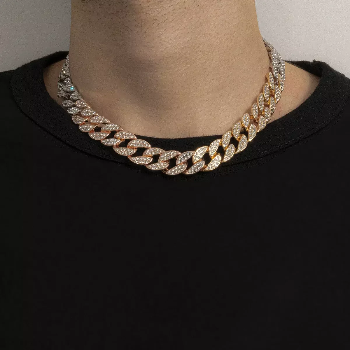 SHIXIN New Mixed Choker Cuban Link Chain Men Prong Hip Hop Necklace Jewelry Cuba buckle Designer Necklace for Men Cool Jewelry