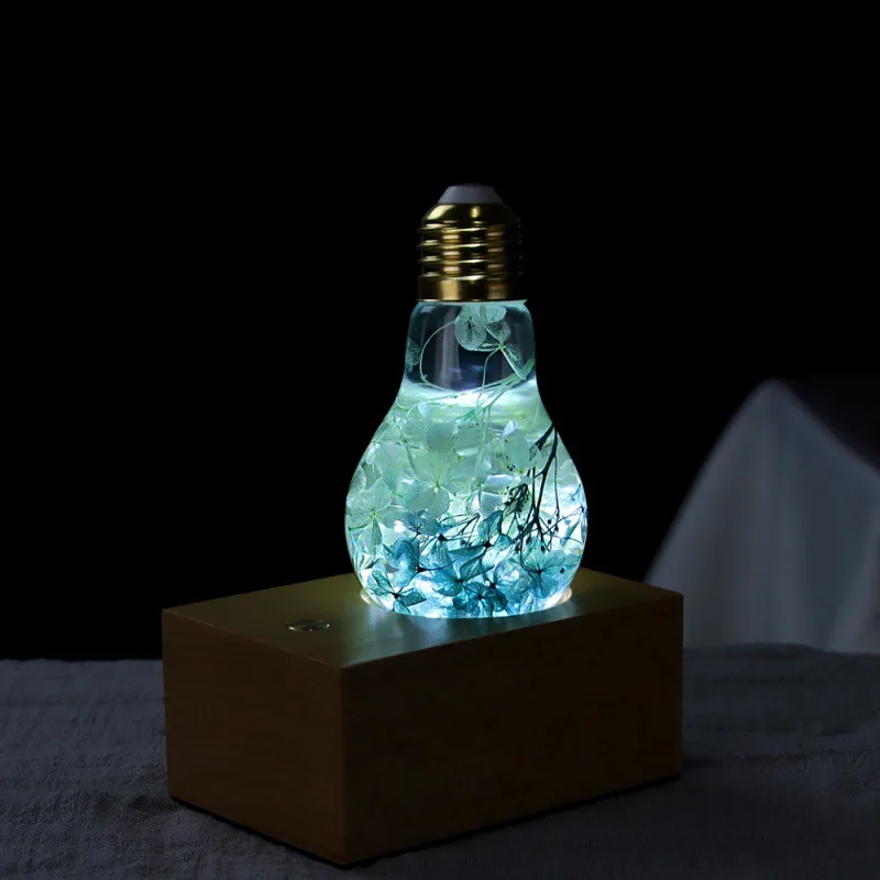 New Resin Art LED Night Light Diy Dried Flowers Epoxy Resin Light Bulb Home Decoration Table Lamp Special Holidays Gift ideas