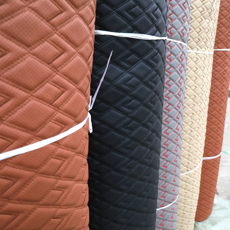 Designs Free Sample Development Embroidery Vinyl Fabric Foam 3-9Cm Faux Pvc Leather for Car Floor Mat Materials