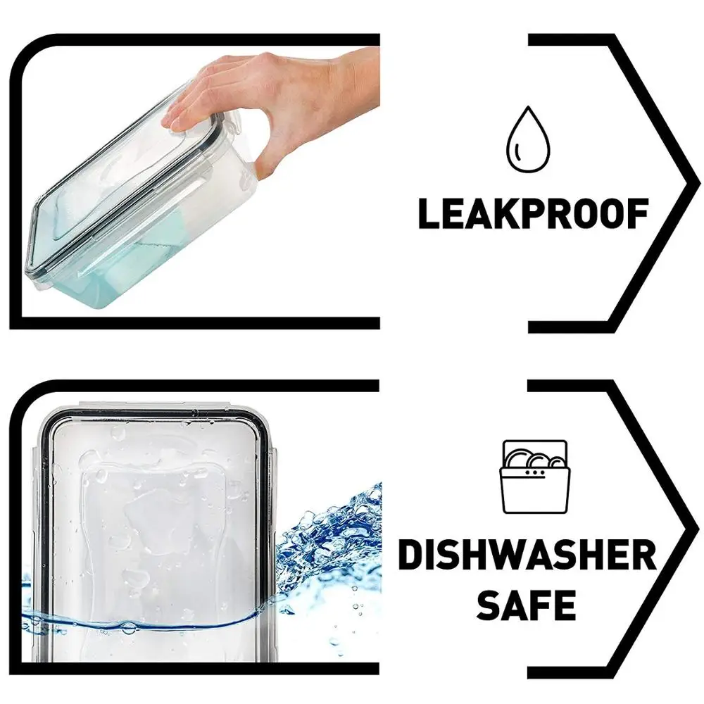 BPA Free Hot Selling 12 pcs set Round Airtight Food Storage Plastic Containers Set With Black Lid