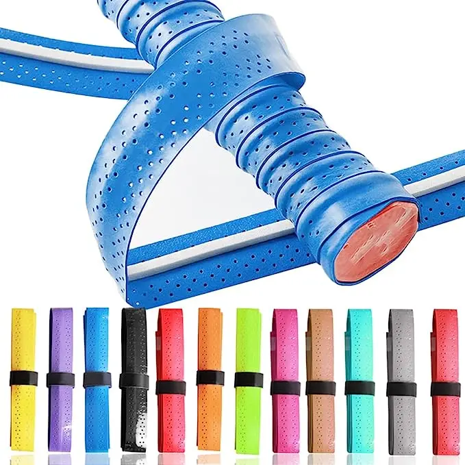 Tennis Racket Grip Tape Badminton Grip Tape with Anti Slip Perforated Super Absorbent Pu Racquet Handle Grip Pro Overgrip