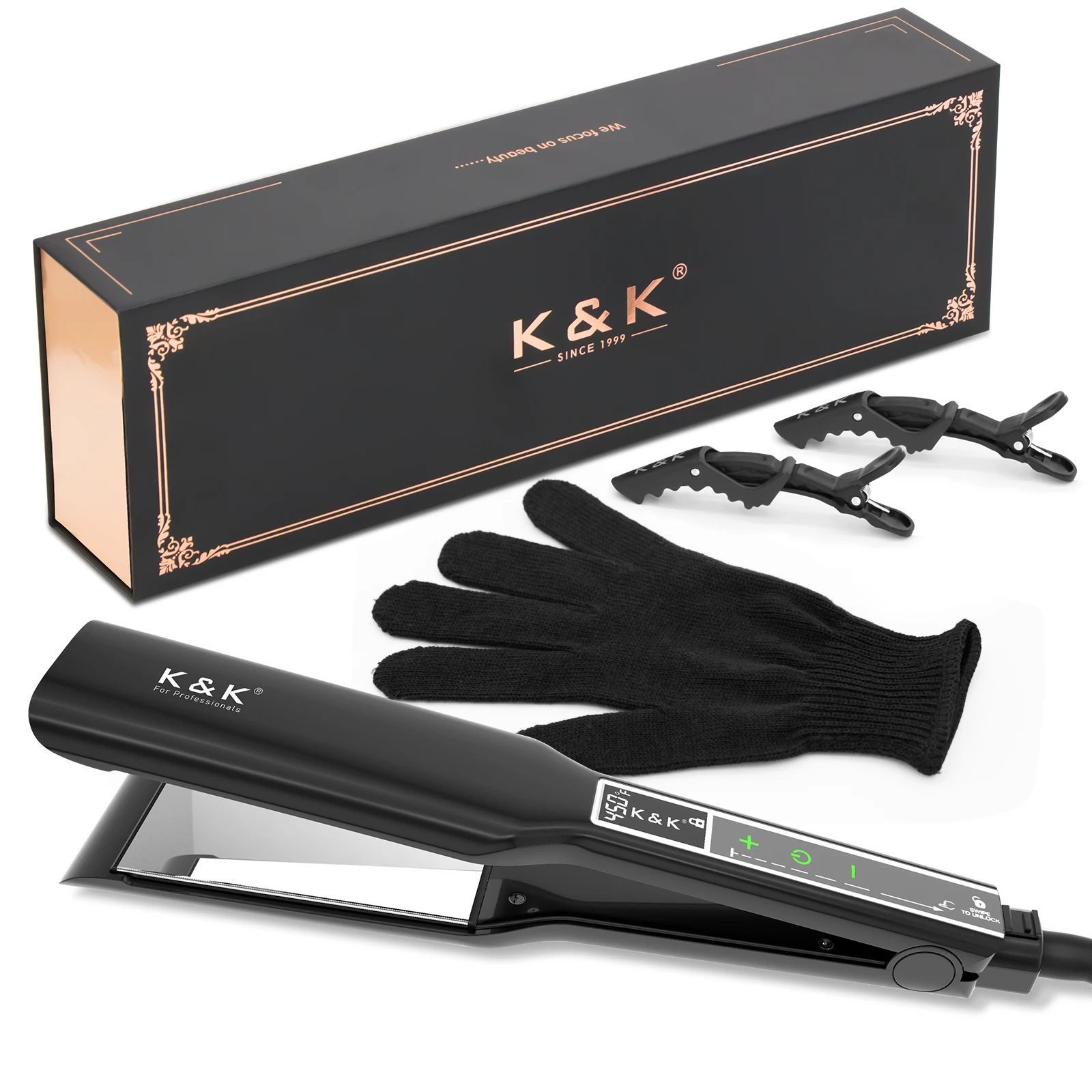 Выпрямитель для волос с плавающей титановой пластиной, 1,75 дюйма/1 дюйм