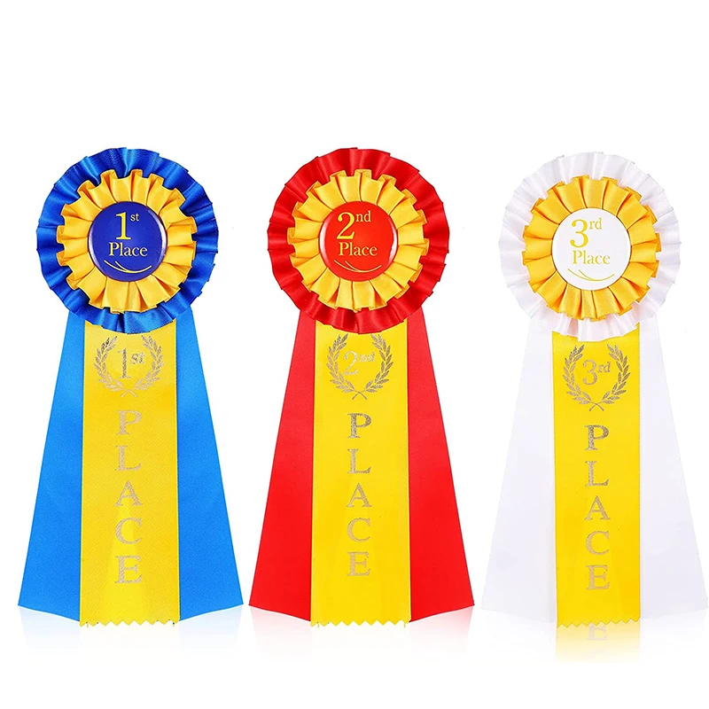 High quality custom Honorable Ribbon Badge Winner Victory award Ribbon rosette for birthday wedding show